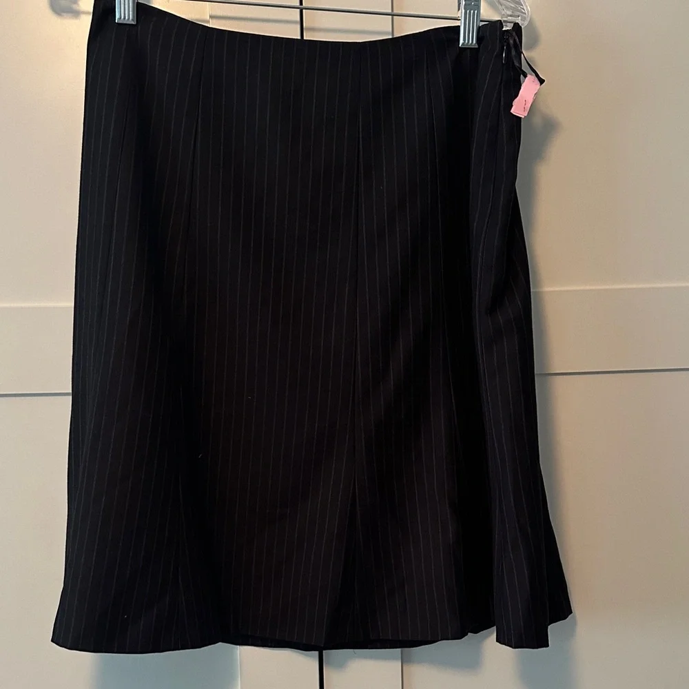 Calvin Klein Dark Charcoal Pinstripe Skirt and Blazer Suit - Picture 2 of 5